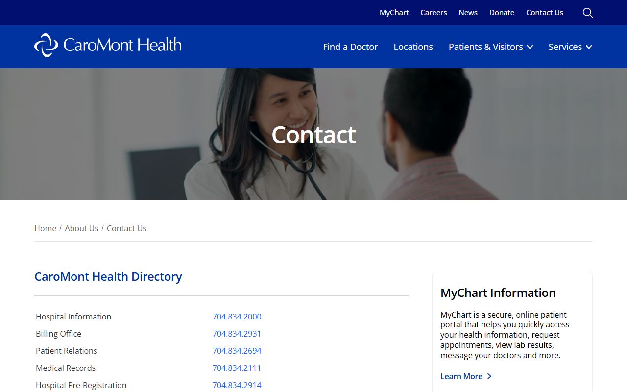 Gastonia phone directory CaroMont Health contact directory