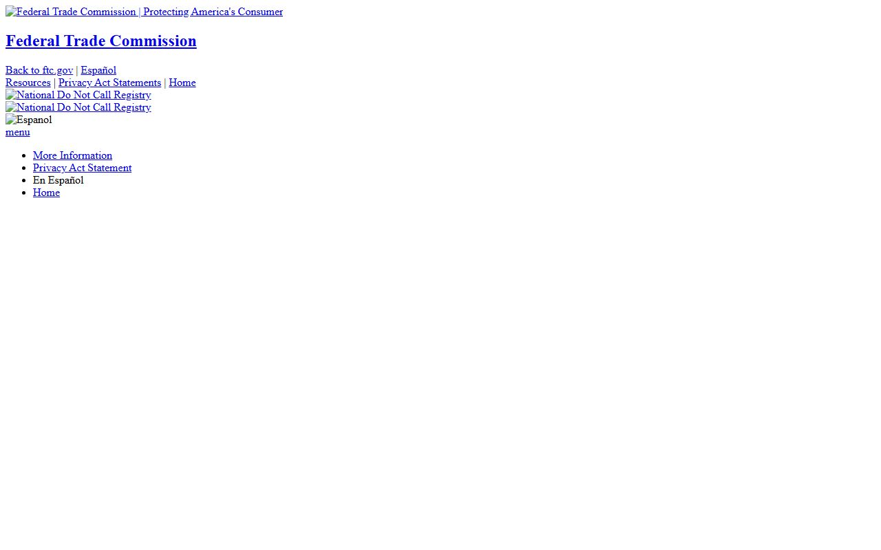 Gastonia phone codes FTC National Do Not Call Registry