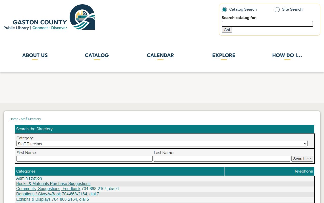 Gaston County Public Library branch and service directory